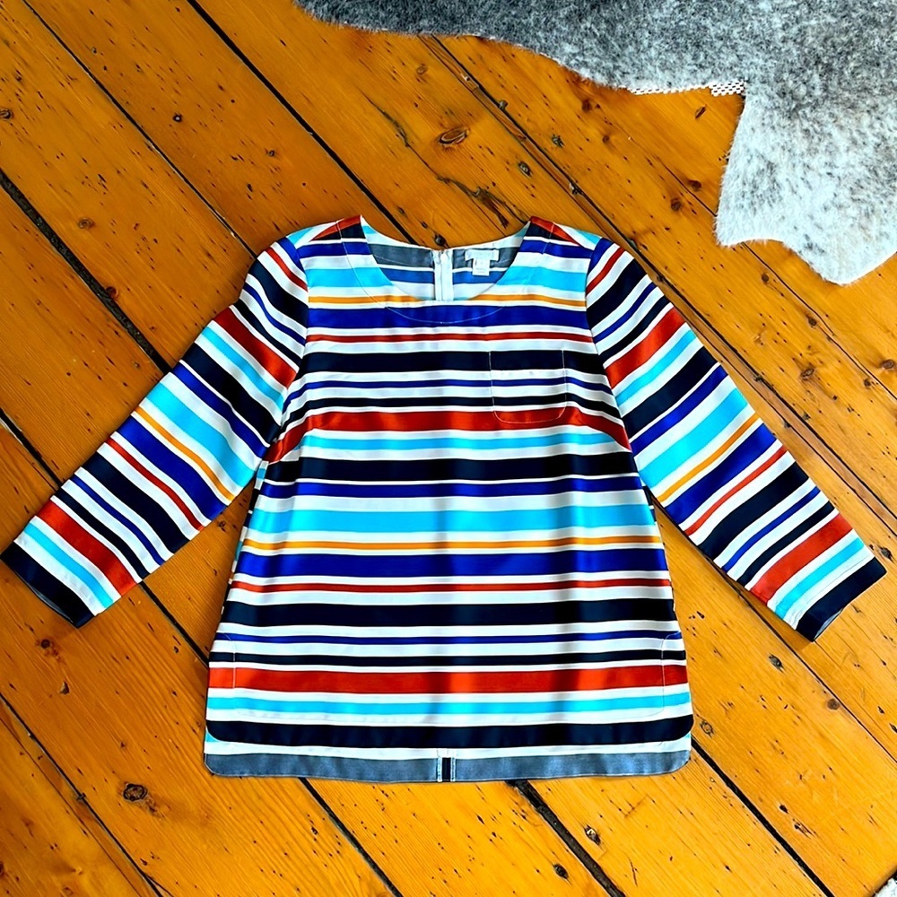 J.Crew Collection Women’s Silk Colorful Striped Top Size 8–Limited Edition - Picture 3 of 8